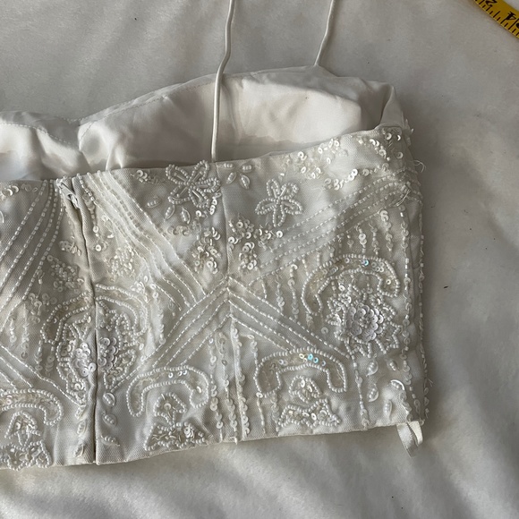 NWT Adrianna Papell Embellished‎ Crop Ivory TOP ONLY [SZ 8 ] - Picture 9 of 10